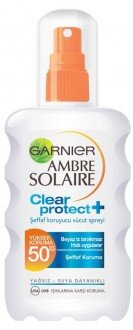 Garnier Ambre Solaire Clear Protect 50 Faktör Sprey 200 ml Güneş Ürünleri kullananlar yorumlar
